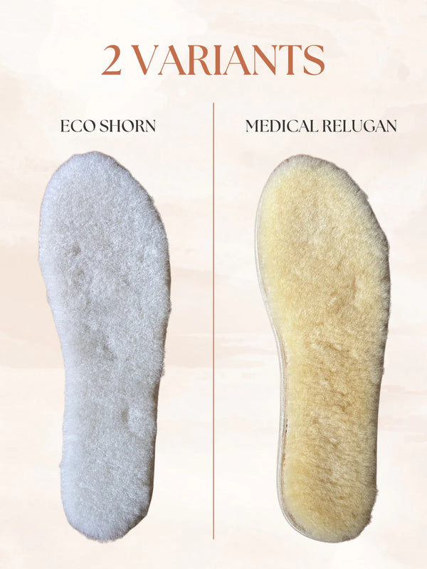 Two types of sheepskin insoles
