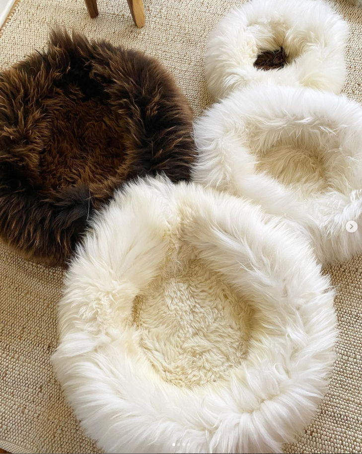 MEDIUM Brown Sheepskin Pet Bed
